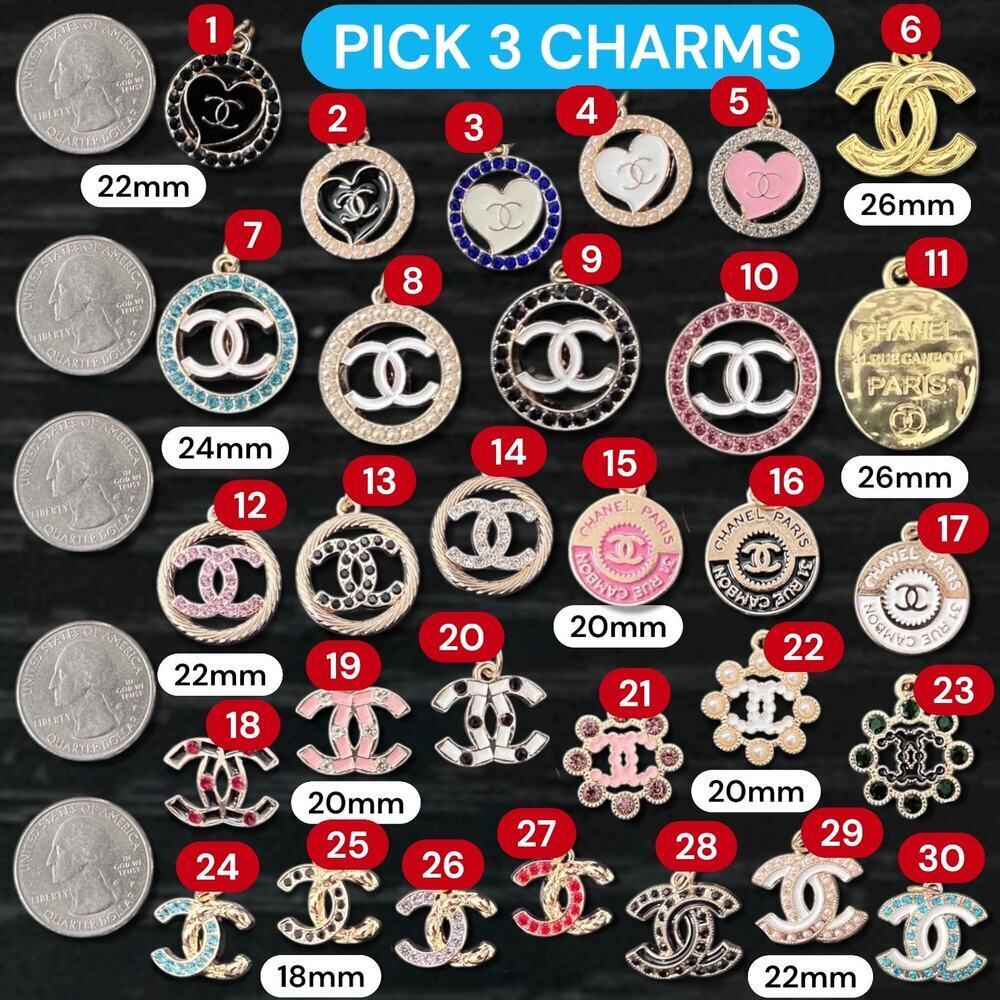 CREATE YOUR OWN SET OF of 3 Chanel Gold Tone Zipper Pull Button Charms